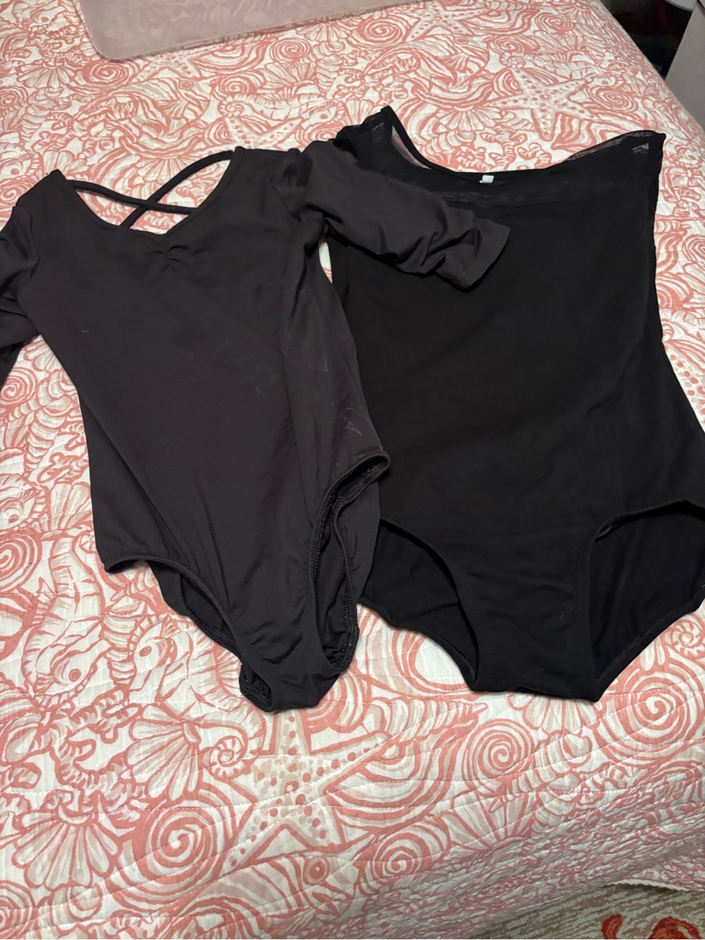 Danskin Black Kids One-Piece Bodysuit Duo